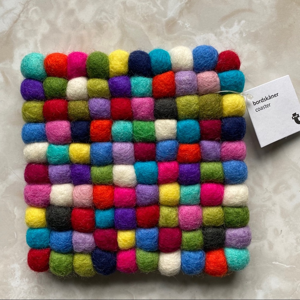 NWT 100% Wool Designed in Denmark Rainbow Coaster